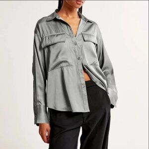 Abercombie Oversized Satin Button-Up Shirt 2XL